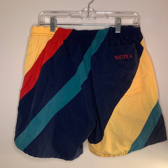 Vintage Nautica Color-Blocked Swim Trunks, Size L - Picture 3 of 3